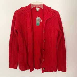 LL Bean Cableknit Cardigan Button Down Sweater